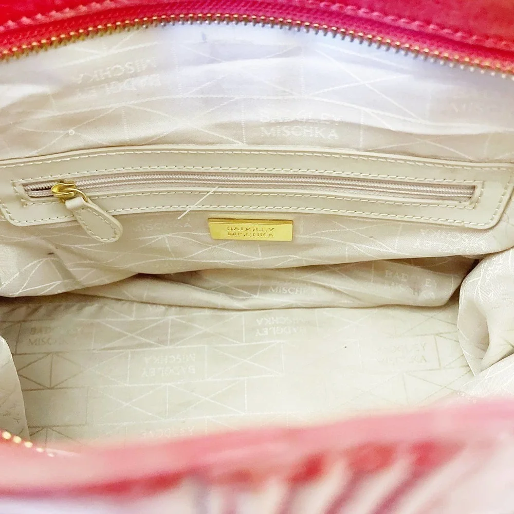 Badgley Mischka Red Leather Purse Crossbody Gold Hardware